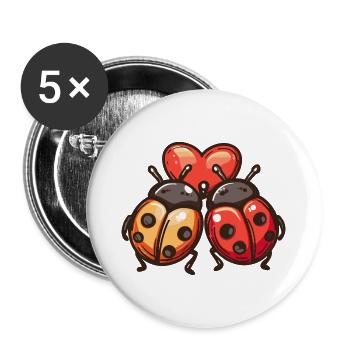Ladybug Love Couple Cute Happiness - Buttons large 2.2''/56 mm (5-pack) - white - Front