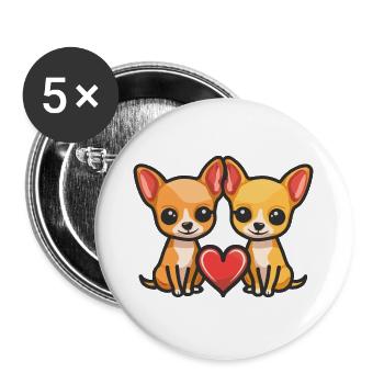 Chihuahua Chiens Couple Amour Couple Amoureux - Lot de 5 grands badges (56 mm) - blanc - Devant