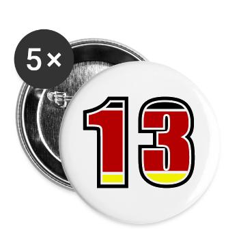 13 Nummer Deutschland Trikot - Buttons groß 56 mm (5er Pack) - Weiß - Vorne