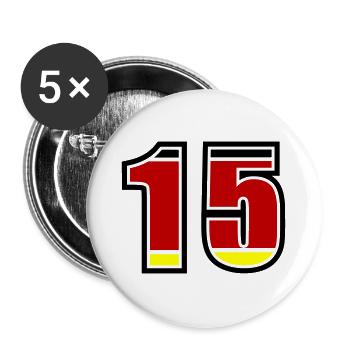 15 Nummer Deutschland Trikot - Buttons groß 56 mm (5er Pack) - Weiß - Vorne