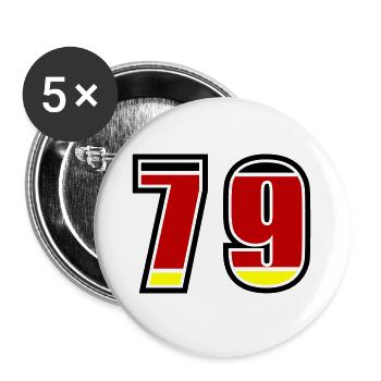 79 Nummer Deutschland Trikot - Buttons groß 56 mm (5er Pack) - Weiß - Vorne