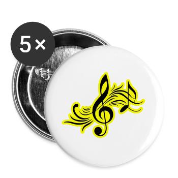 Musiknoten Symbol Musik - Buttons groß 56 mm (5er Pack) - Weiß - Vorne