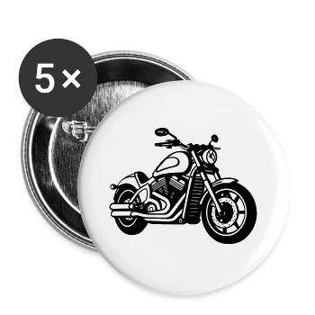 Motard moto - Lot de 5 grands badges (56 mm) - blanc - Devant
