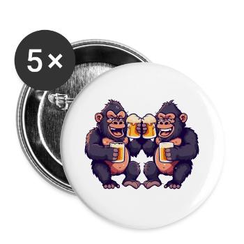 Gorille Comic Bière Drôle Booze - Lot de 5 grands badges (56 mm) - blanc - Devant
