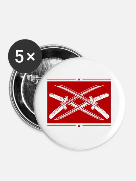 Samurai Schwert Element - Buttons groß 56 mm (5er Pack) - Weiß