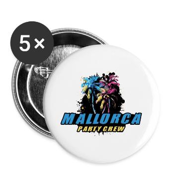 Mallorca Party Crew Urlaub Spruch - Buttons groß 56 mm (5er Pack) - Weiß - Vorne