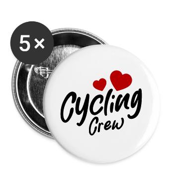 Cycling Crew Heart - Buttons large 2.2''/56 mm (5-pack) - white - Front