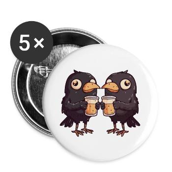 Raven Crow Comic bière Party boisson - Lot de 5 grands badges (56 mm) - blanc - Devant