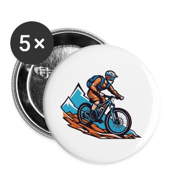 Vététistes Sports VTT - Lot de 5 grands badges (56 mm) - blanc - Devant