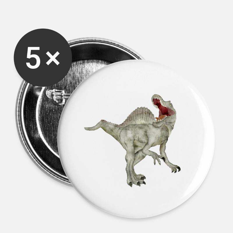 Spinosaure - Lot de 5 grands badges (56 mm) - blanc