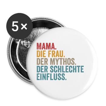Mutter Mama - Buttons groß 56 mm (5er Pack) - Weiß - Vorne