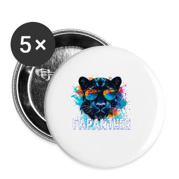 Panthère avec lunettes de soleil, illustration, graffiti - Lot de 5 grands badges (56 mm) - blanc - Devant