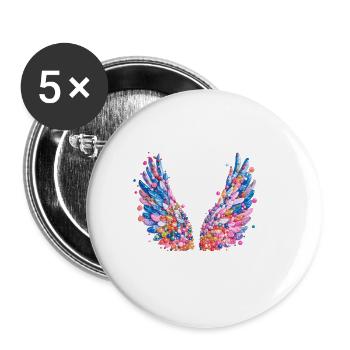 angel wings,feathers,colorful wings,graffiti - Buttons large 2.2''/56 mm (5-pack) - white - Front
