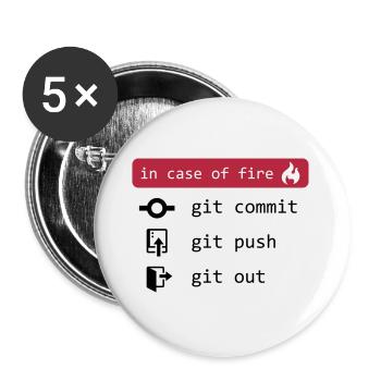 in case of fire - git out - Buttons groß 56 mm (5er Pack) - Weiß - Vorne