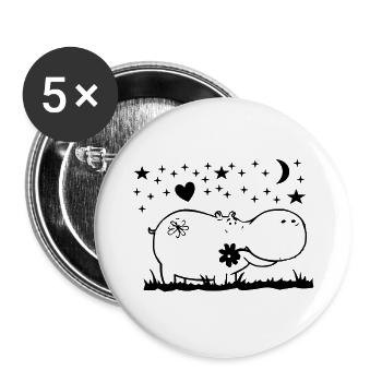 Hippo la nuit - Lot de 5 grands badges (56 mm) - blanc - Devant