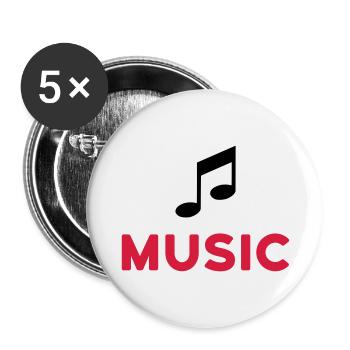 ★ Designfarben änderbar ★ Music (Note) - Buttons groß 56 mm (5er Pack) - Weiß - Vorne