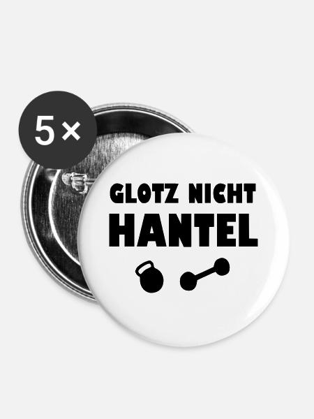 Glotz nicht hantel - Buttons groß 56 mm (5er Pack) - Weiß