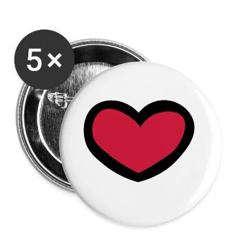 Herz / Heart / Coeur / - Buttons groß 56 mm (5er Pack) - Weiß - Vorne