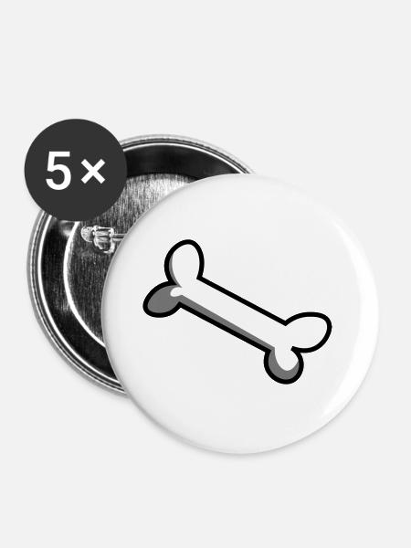 Knochen / Hundeknochen / Bone / os / Geschenkidee - Buttons groß 56 mm (5er Pack) - Weiß