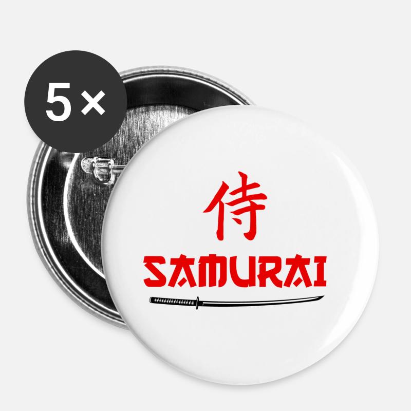 Samurai Katana - Buttons large 2.2''/56 mm (5-pack) - white