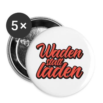 Waden statt Laden Fahrrad E-Bike Spruch Shirt - Buttons groß 56 mm (5er Pack) - Weiß - Vorne