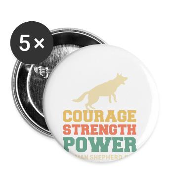 Berger allemand I chien de berger - Lot de 5 grands badges (56 mm) - blanc - Devant