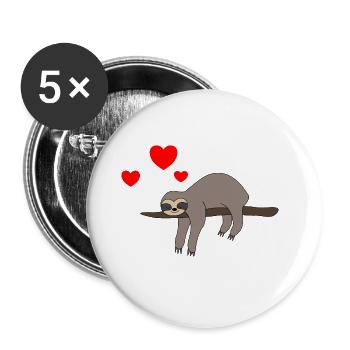 Paresseux Saint-Valentin 2 - Lot de 5 grands badges (56 mm) - blanc - Devant