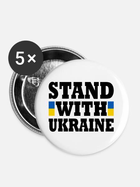 stand with ukraine - Buttons groß 56 mm (5er Pack) - Weiß