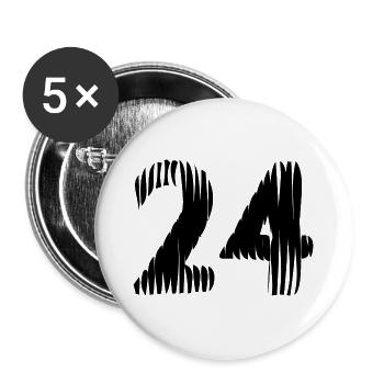 24 Zahl Trikot - Buttons groß 56 mm (5er Pack) - Weiß - Vorne