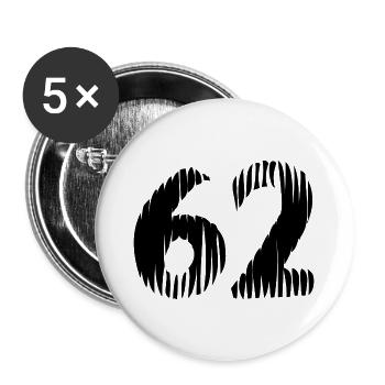 62 Zahl Trikot - Buttons groß 56 mm (5er Pack) - Weiß - Vorne