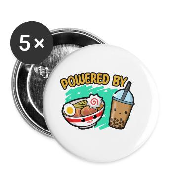 Asiatisches Japanisches Essen Ramen Tee I Geschenk - Buttons groß 56 mm (5er Pack) - Weiß - Vorne