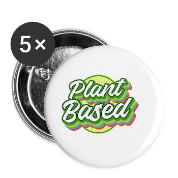 Vegan Vegetarier Pflanzlich Vintage I Geschenk - Buttons groß 56 mm (5er Pack) - Weiß - Vorne