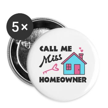 Emménagement Fest Appelez-moi Mme Propriétaire - Lot de 5 grands badges (56 mm) - blanc - Devant