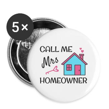 Emménagement Fest Appelez-moi Mme Propriétaire - Lot de 5 grands badges (56 mm) - blanc - Devant