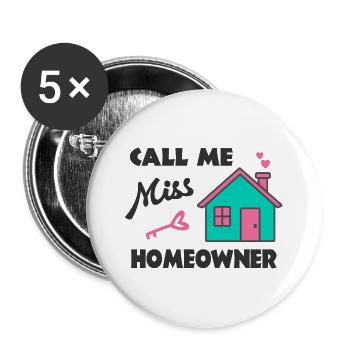Emménagement Fest Appelez-moi Mme Propriétaire - Lot de 5 grands badges (56 mm) - blanc - Devant
