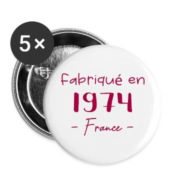 fabriqué In France 1974 - Lot de 5 grands badges (56 mm) - blanc - Devant