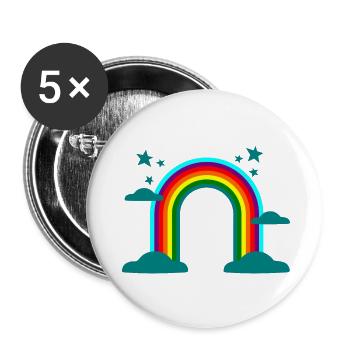 Regenbogen Wolken Sterne bunt Geschenk - Buttons groß 56 mm (5er Pack) - Weiß - Vorne