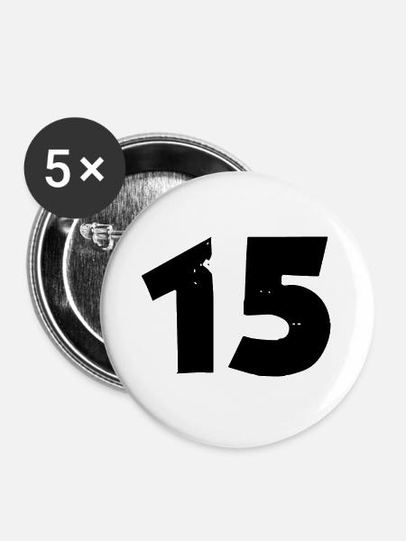 15 Zahl - Buttons groß 56 mm (5er Pack) - Weiß