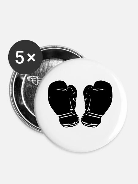 Boxhandschuhe Symbol Boxen Sport - Buttons groß 56 mm (5er Pack) - Weiß