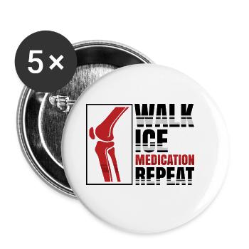 Walk Ice Medication Repeat - Buttons groß 56 mm (5er Pack) - Weiß - Vorne