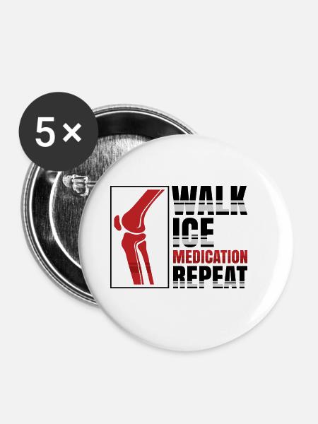 Walk Ice Medication Repeat - Buttons groß 56 mm (5er Pack) - Weiß