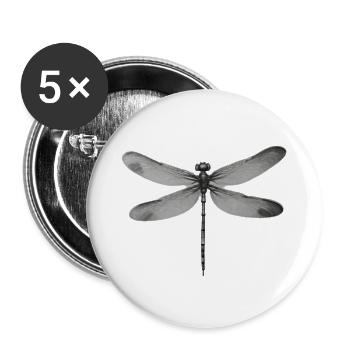 Libelle - Buttons groß 56 mm (5er Pack) - Weiß - Vorne