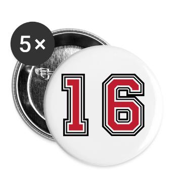 16 Symbole numérique - Lot de 5 grands badges (56 mm) - blanc - Devant