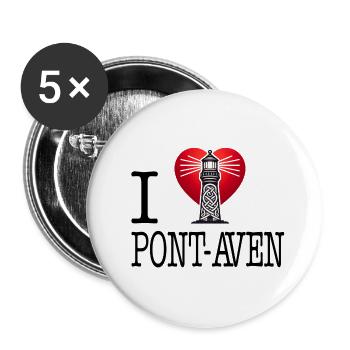 I Love Pont-Aven by I Love Bretagne - Buttons large 2.2''/56 mm (5-pack) - white - Front