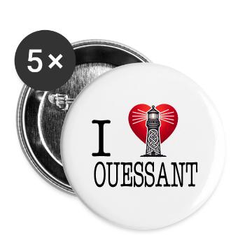 I love Ouessant by I Love Bretagne - Buttons large 2.2''/56 mm (5-pack) - white - Front