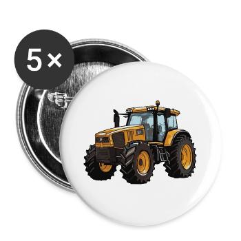 Symbole de l’agriculteur tracteur - Lot de 5 grands badges (56 mm) - blanc - Devant