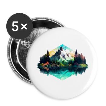 Beau paysage avec des montagnes, cadeau de randonnée - Lot de 5 grands badges (56 mm) - blanc - Devant
