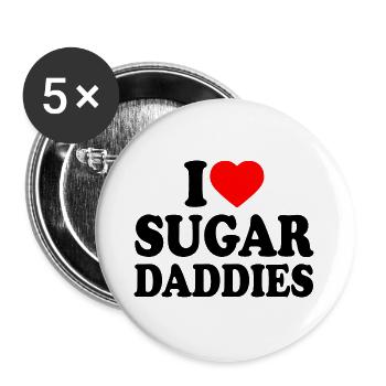 i love sugar daddies - Buttons large 2.2''/56 mm (5-pack) - white - Front