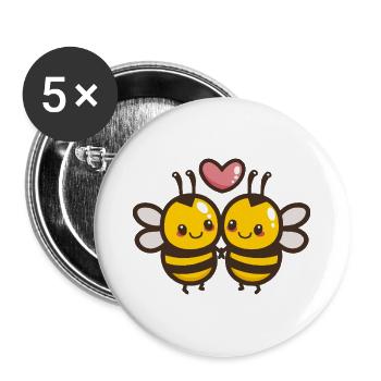 Bee Couple In Love Animal Valentine's Day - Buttons large 2.2''/56 mm (5-pack) - white - Front