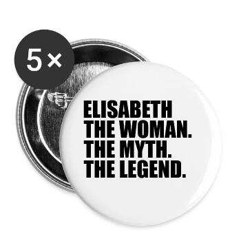 Woman Myth Legend Name Elisabeth - Buttons large 2.2''/56 mm (5-pack) - white - Front
